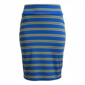LuLaRoe Blue and Yellow Striped Pencil Skirt Cassie Size M